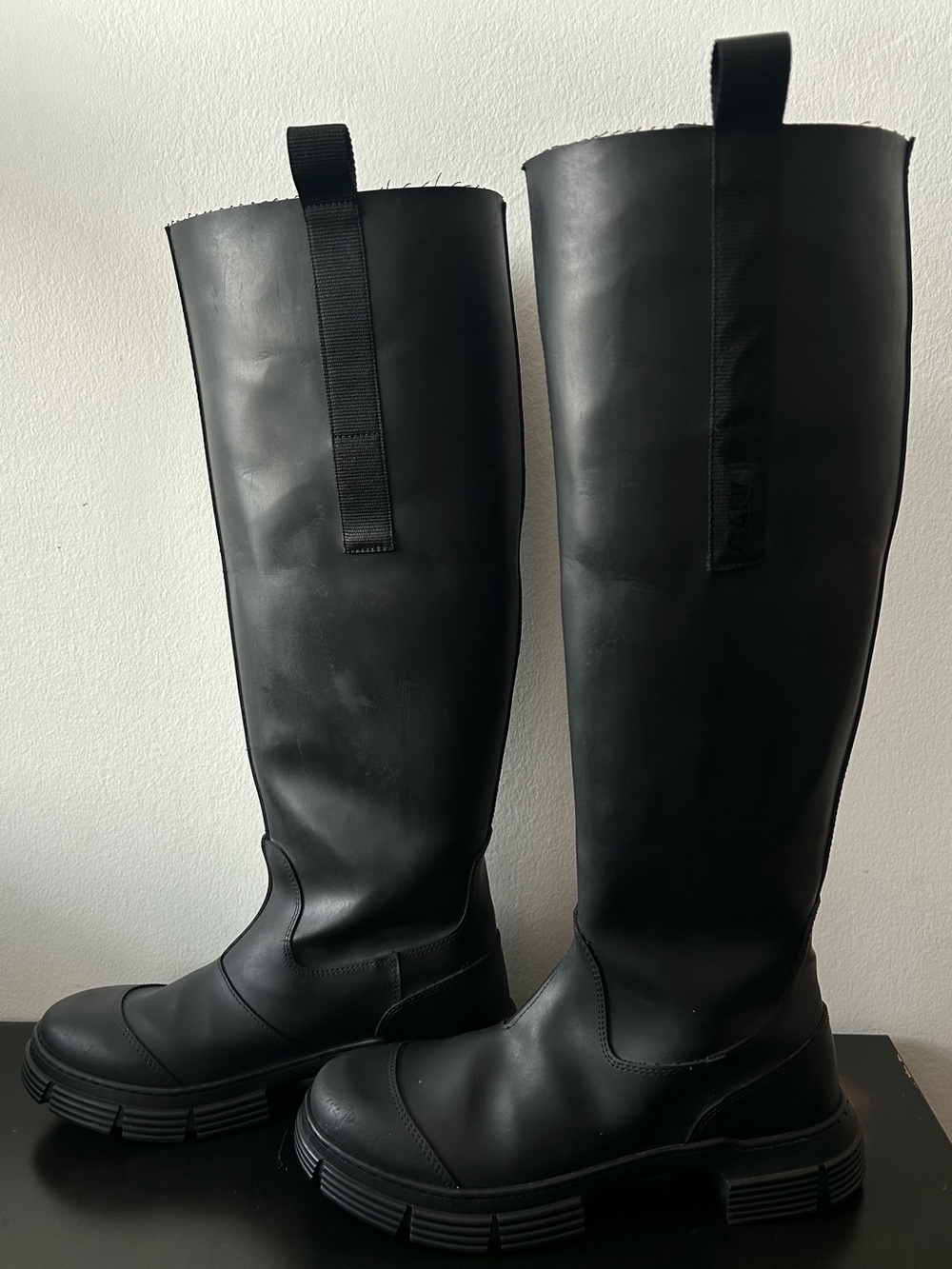 GANNI Recycled Rubber Country Boot in black